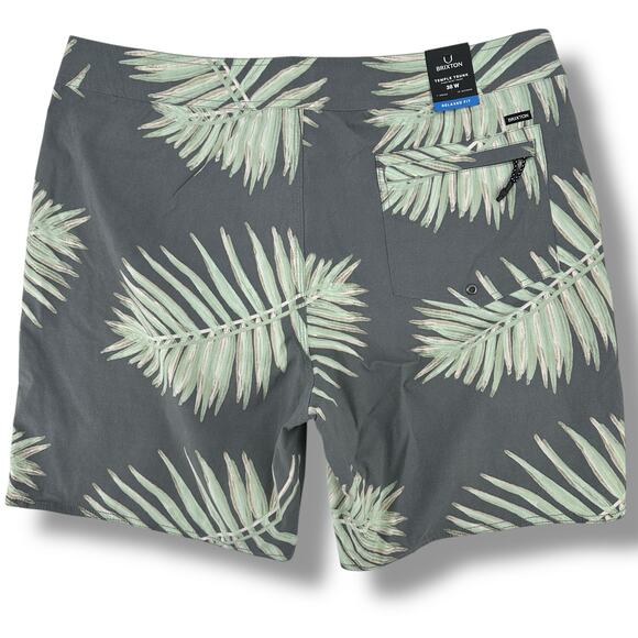 Brixton Temple Swim Trunks Mens Size 38 Tropical Fern Print 18" - Picture 4 of 7